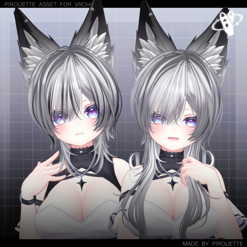 【22アバター対応】Line Wolf Hair【VRChat】