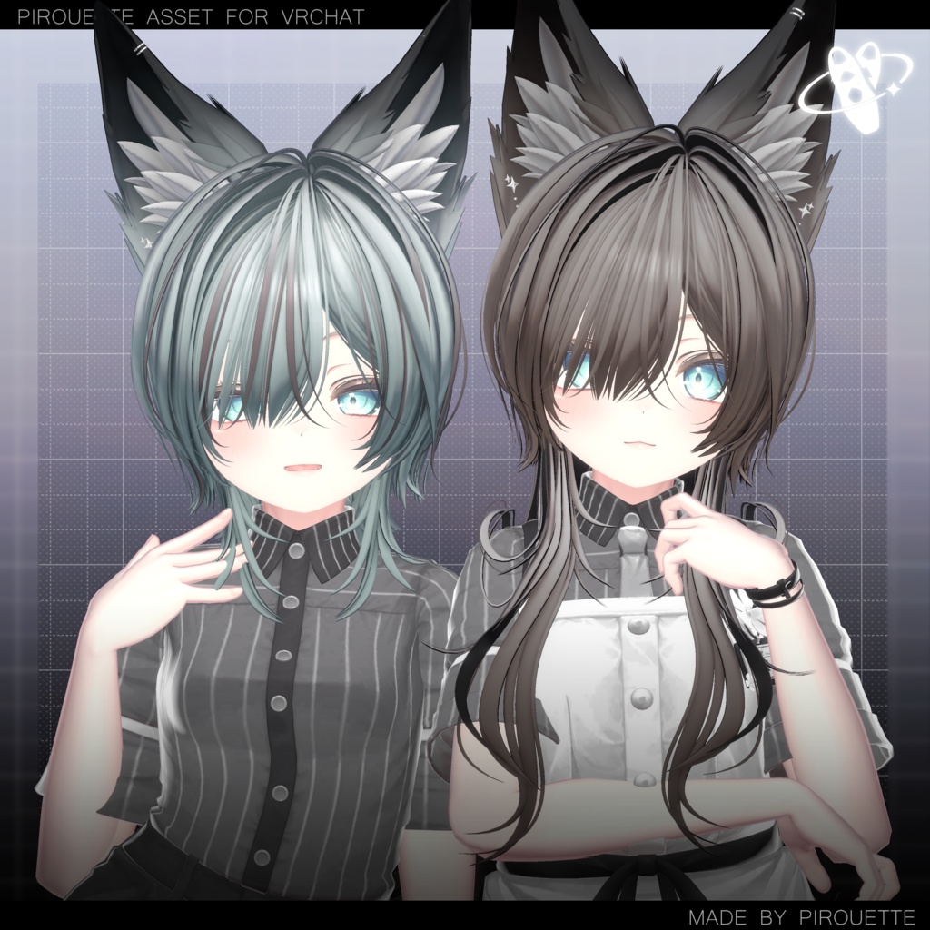 【22アバター対応】Line Wolf Hair【VRChat】