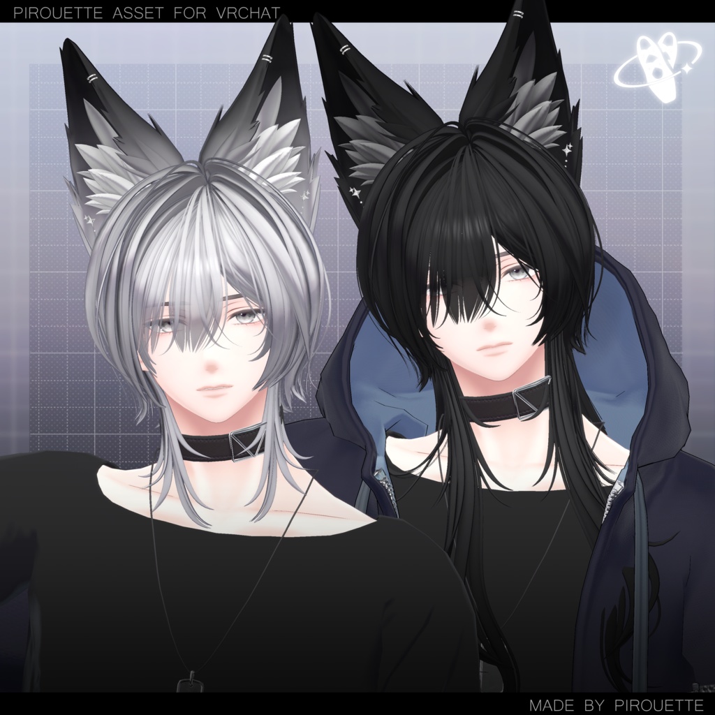 【22アバター対応】Line Wolf Hair【VRChat】