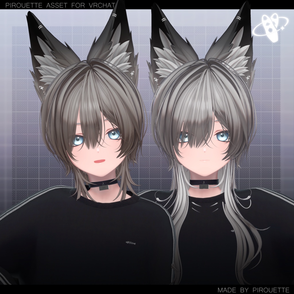 【22アバター対応】Line Wolf Hair【VRChat】