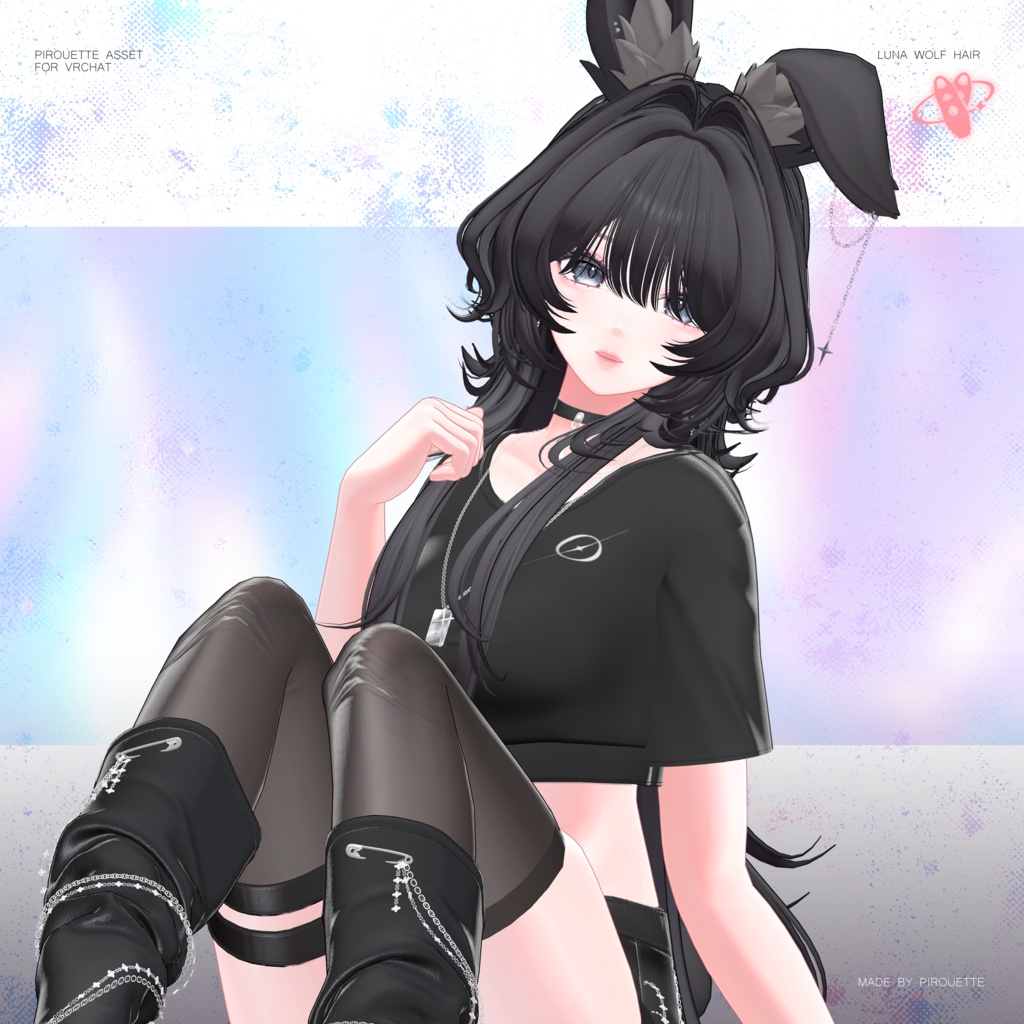 【24アバター対応】Luna Wolf Hair【VRChat】