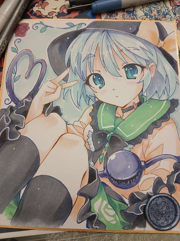 東方Project 中サイズ手描き色紙イラスト現物