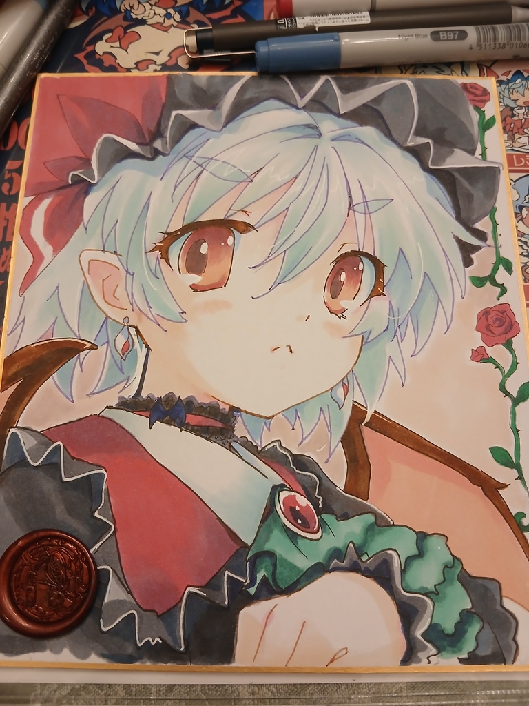 東方Project 中サイズ手描き色紙イラスト現物