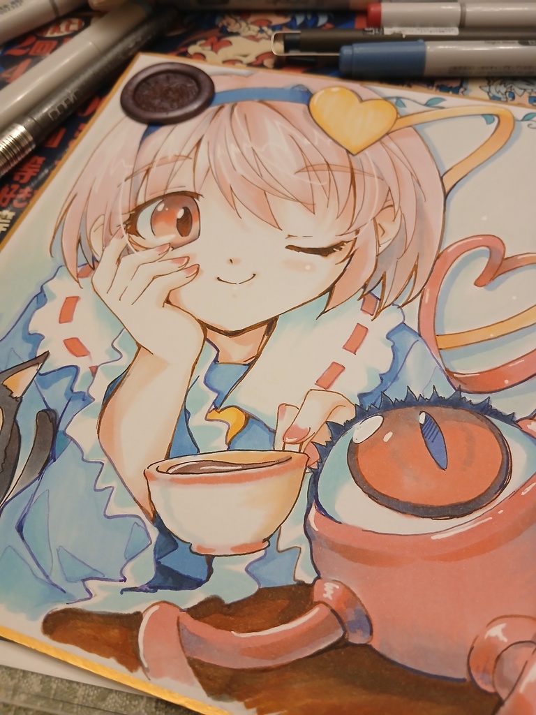 東方Project 中サイズ手描き色紙イラスト現物