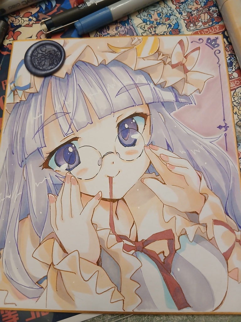 東方Project 中サイズ手描き色紙イラスト現物