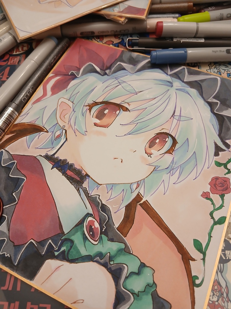 東方Project 中サイズ手描き色紙イラスト現物