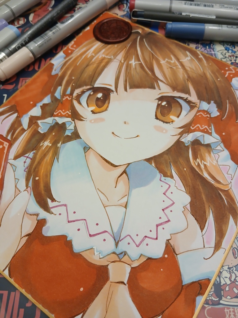 東方Project 中サイズ手描き色紙イラスト現物