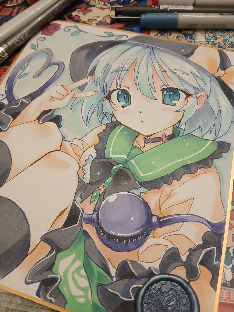 東方Project 中サイズ手描き色紙イラスト現物
