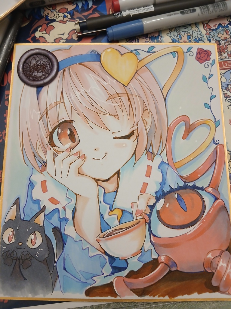 東方Project 中サイズ手描き色紙イラスト現物