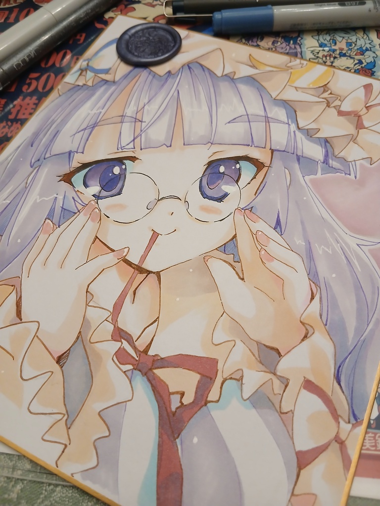 東方Project 中サイズ手描き色紙イラスト現物