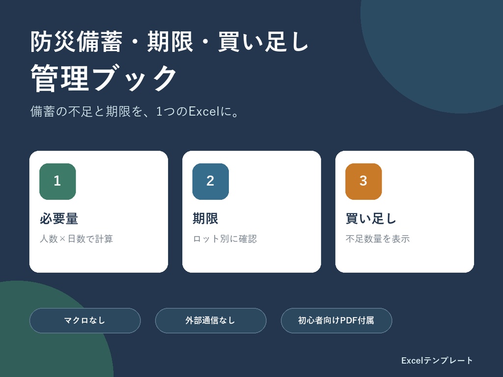 防災備蓄・期限・買い足し管理ブック｜Excelテンプレート