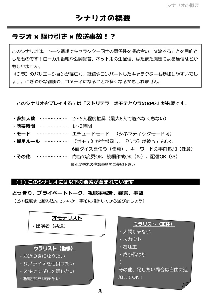 【ストリテラ/無料シナリオ】語って!絶対安全Radio!