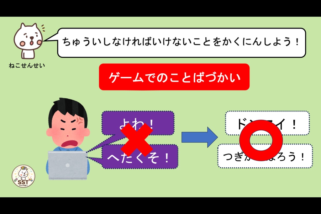お子さんがネット上のトラブルに巻き込まれない為のSST「ネットのルールを守ろう~オンラインゲーム編~」