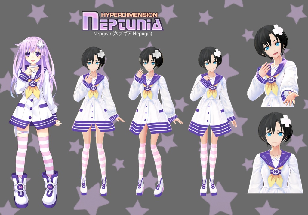 【Vroid用】Nepgear Outfit (Dress, Socks, and Shoes) from Hyperdimension Neptunia 【2021 ver】