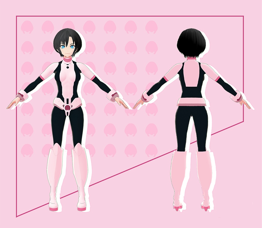 【Vroid用】Uraraka Ochaco Hero Uniform (Body Suit, Accessories, Shoes) from My Hero Academia 【2021 ver】
