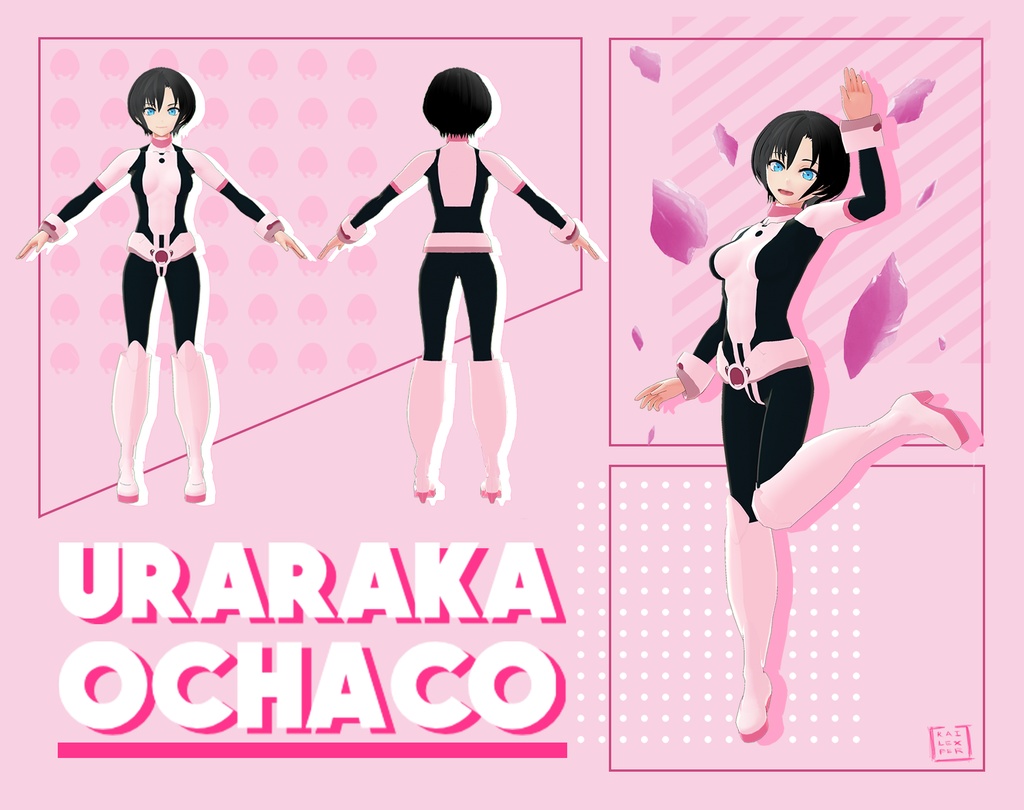 【Vroid用】Uraraka Ochaco Hero Uniform (Body Suit, Accessories, Shoes) from My Hero Academia 【2021 ver】