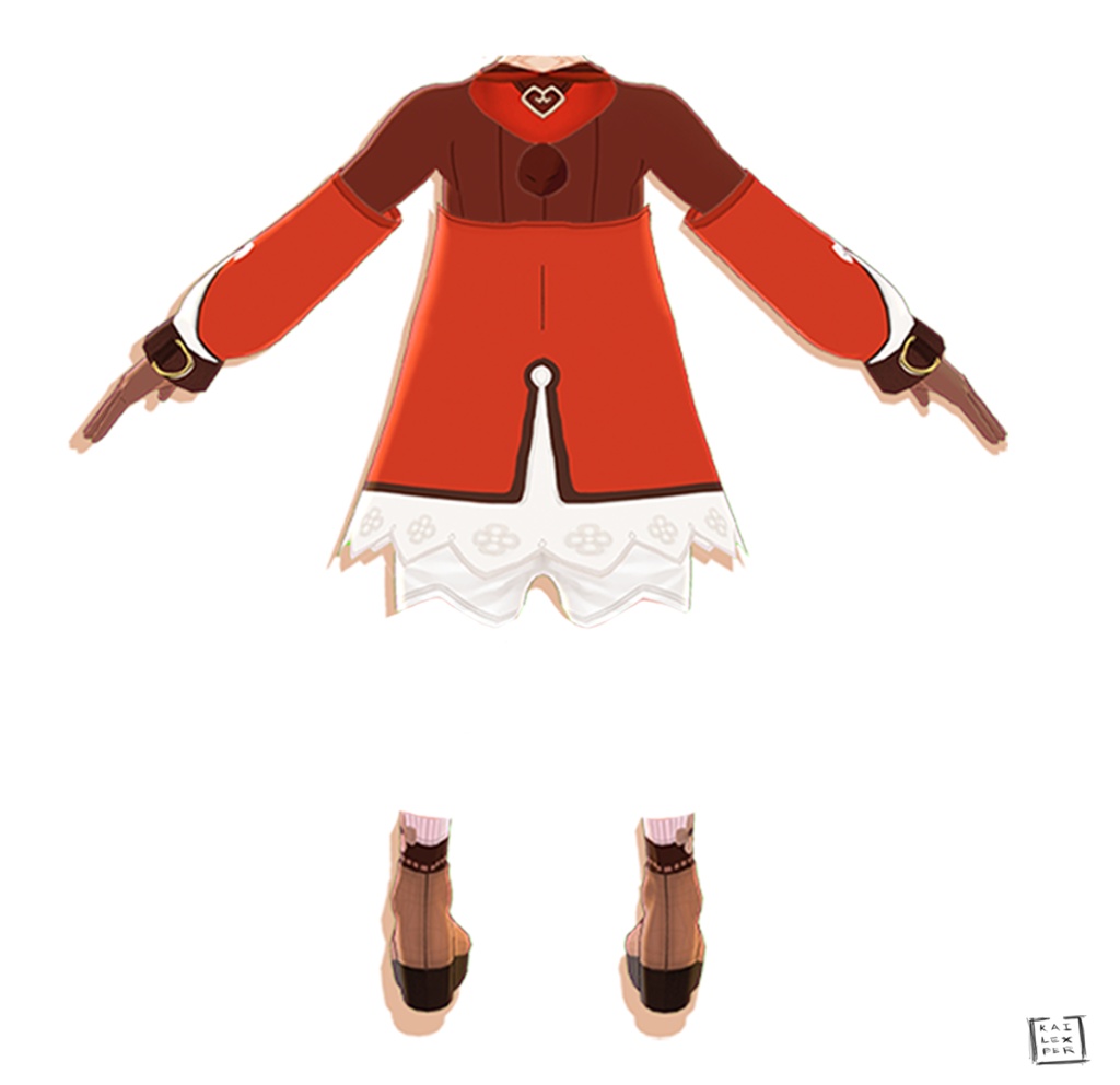 【Vroid用】Klee Version 1 (Top Inner, Top Outer ,Bottom ,Boots ) from Genshin Impact 【2021 ver】