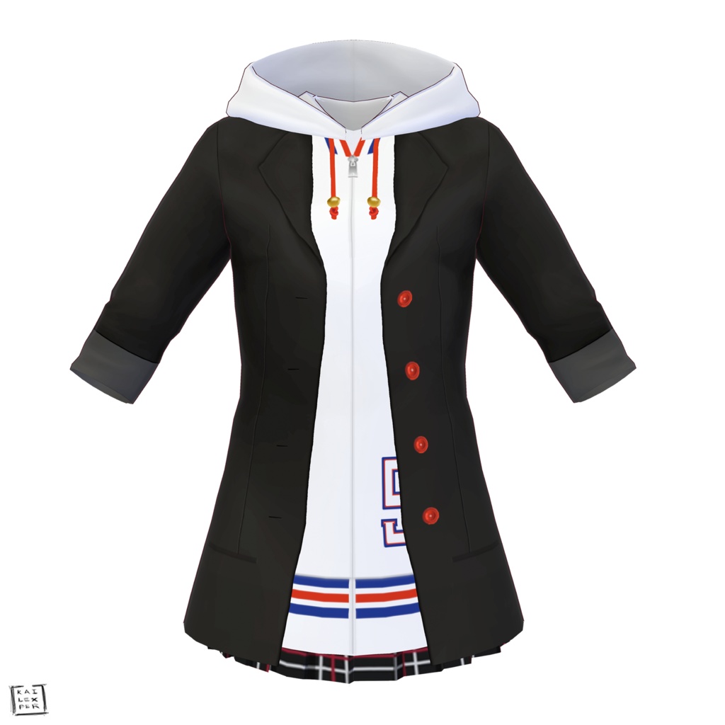 【Vroid用】Ann Takamaki Outfit from Persona 5 (Coat, Jacket Skirt, Tights, and Boots)
