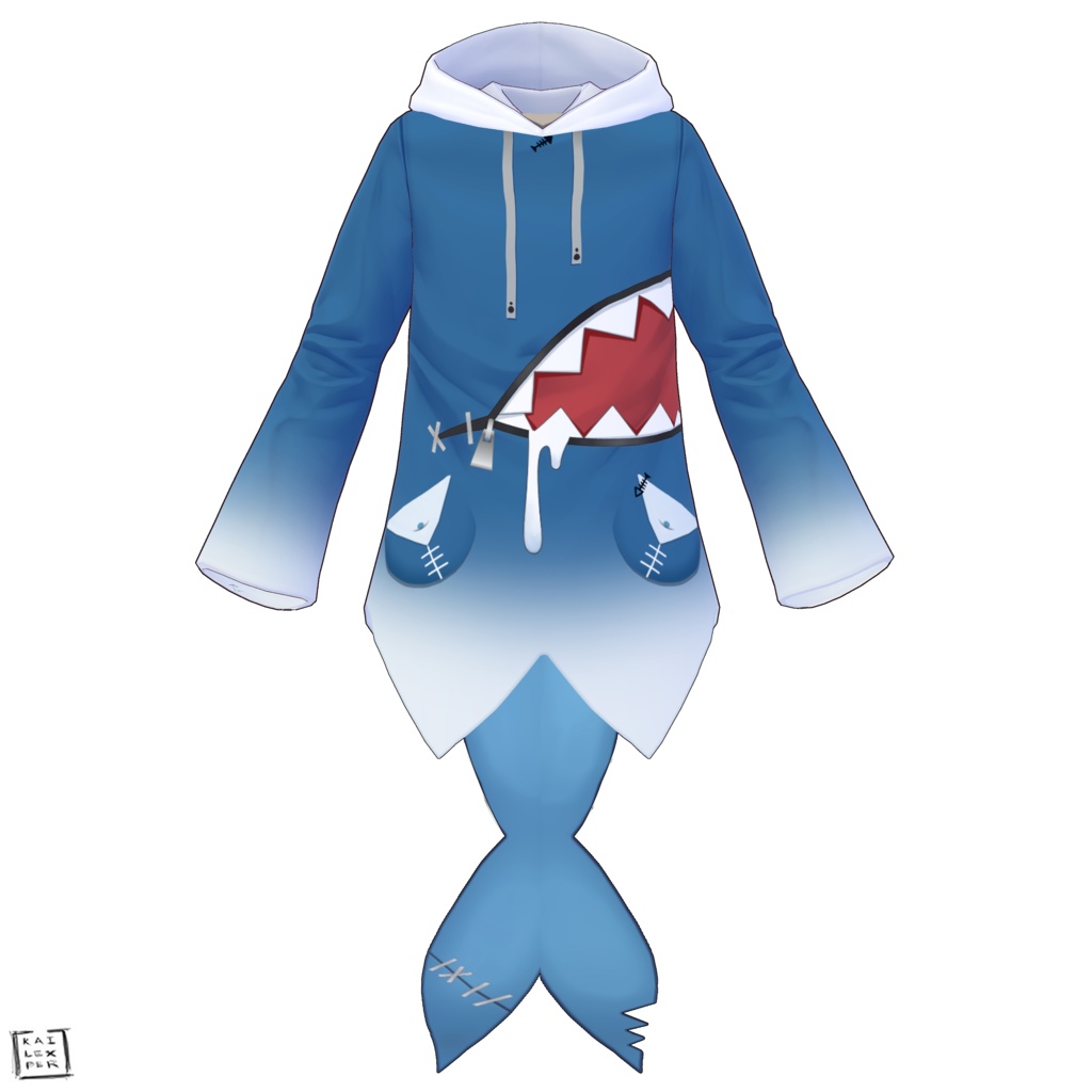 FREE【Vroid用】Gawr Gura from Hololive (Hoodie + Tail + Shoes + Underwear)
