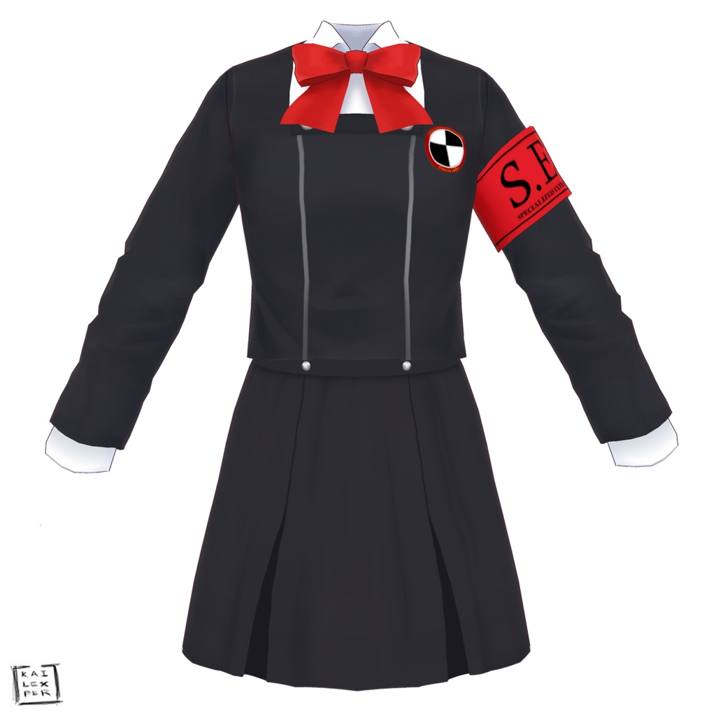 【Vroid用】 Gekkoukan High Uniform from Persona 3 (Top+Bottom+Ribbon)