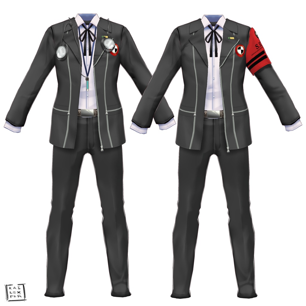 【Vroid用】 Persona 3 Reload MC Uniform (Uniform+Armband+MP3+Earphones))