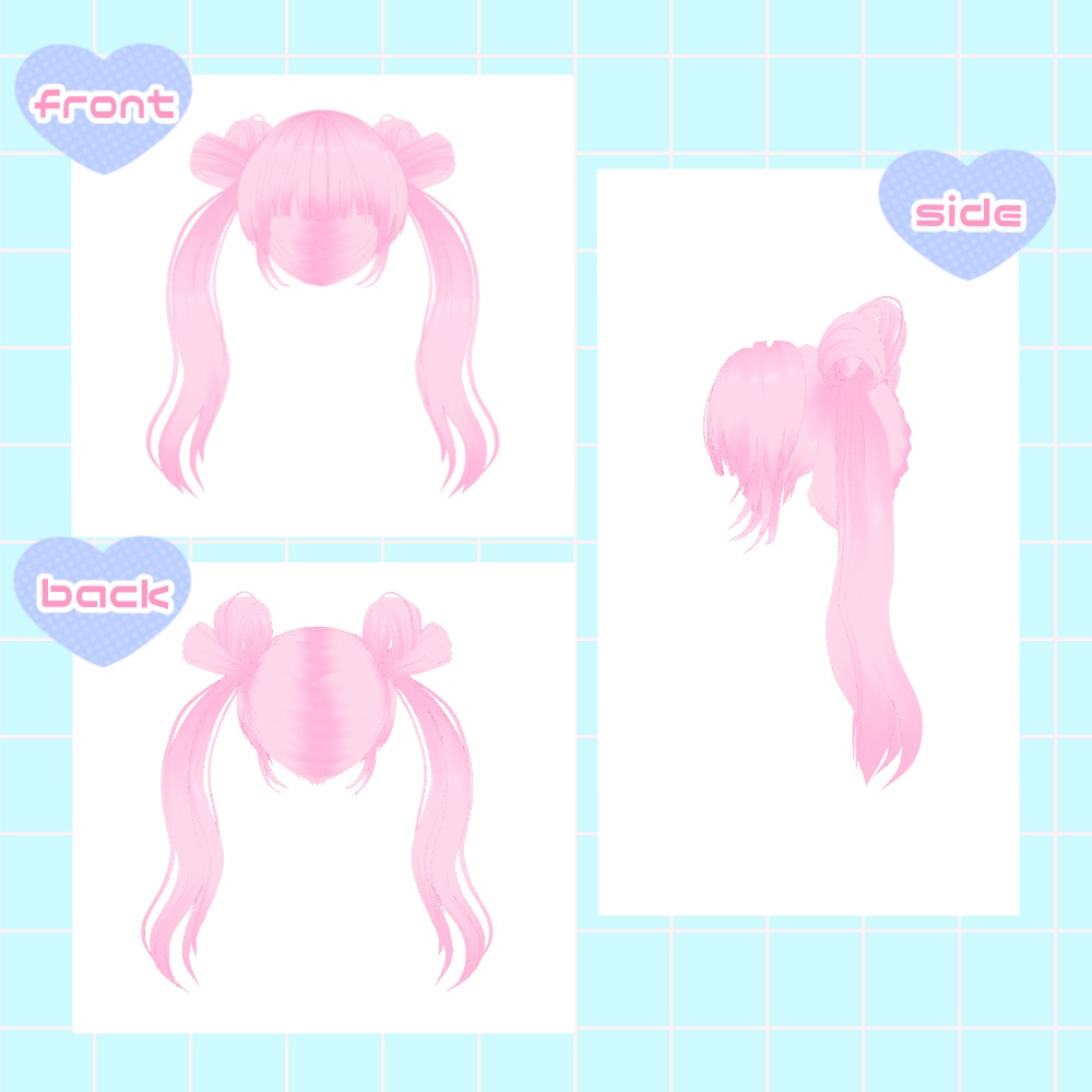 【VRoid用ヘアプリセット】ハートツインテール
