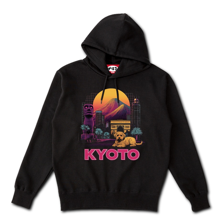【KYOTO】 ポケットレス BLACK HOODIE