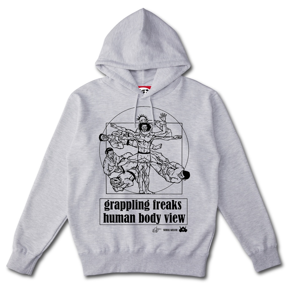 【柔術グラップラー寝技天国】 ポケットレス ASH HOODIE