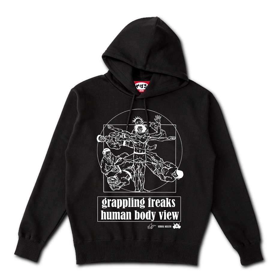 【柔術グラップラー寝技天国】 ポケットレス BLACK HOODIE