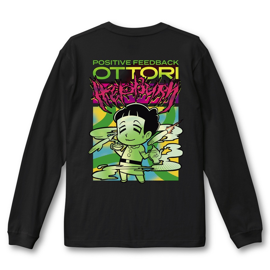 【おっとりヘップバーンデスグラフィック】 BLACK LONG SLEEVE T-SHIRT