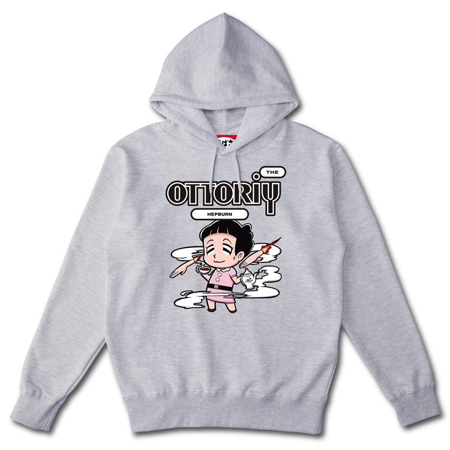 【おっとりヘップバーン90sグラフィック】 ポケットレス ASH HOODIE