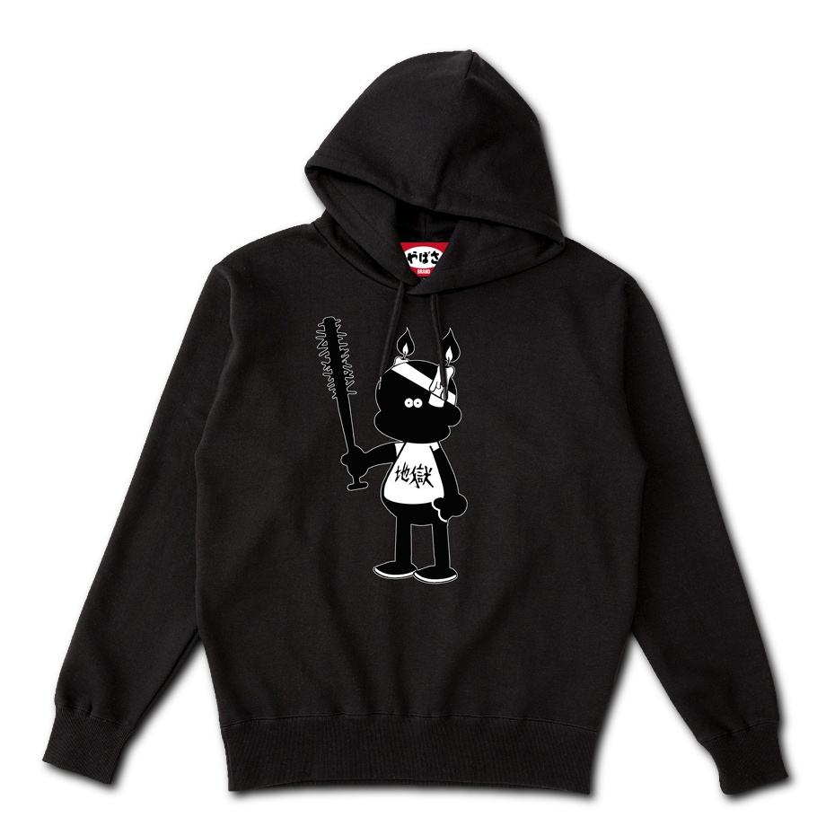 【呪いのよるたろう】 ポケットレス BLACK HOODIE