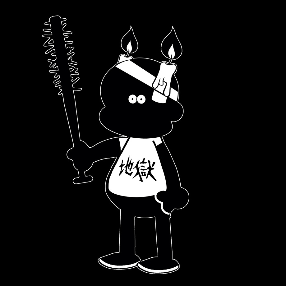 【呪いのよるたろう】 ポケットレス BLACK HOODIE