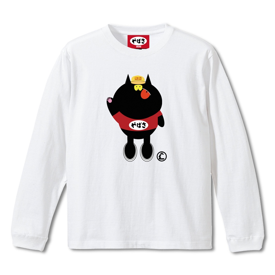 【やばさねこ】 WHITE LONG SLEEVE T-SHIRT