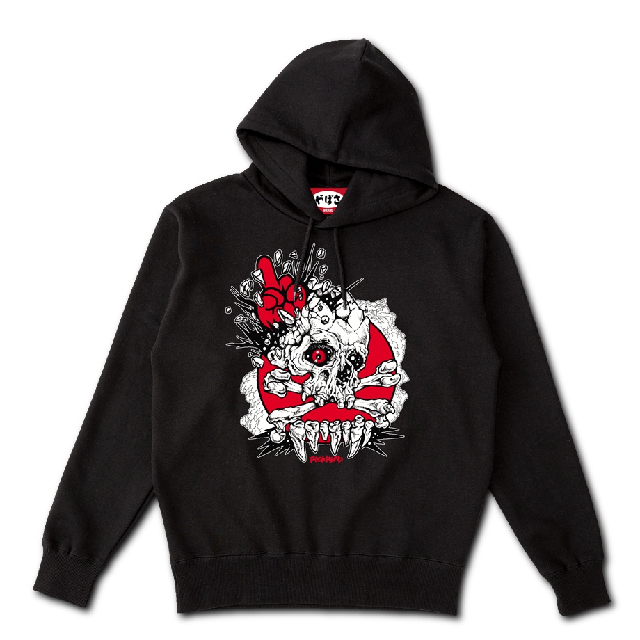 【FUCKHEAD】 ポケットレス BLACK HOODIE