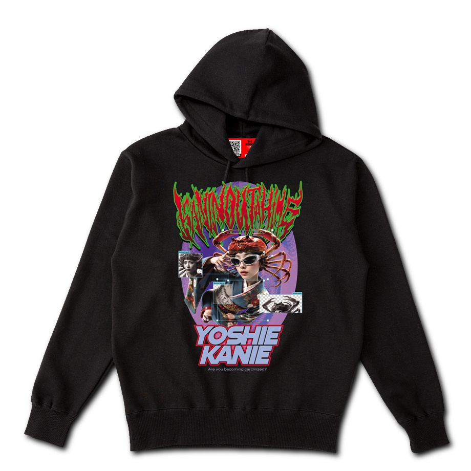【蟹の歌姫伝説2026】ポケットレス BLACK HOODIE