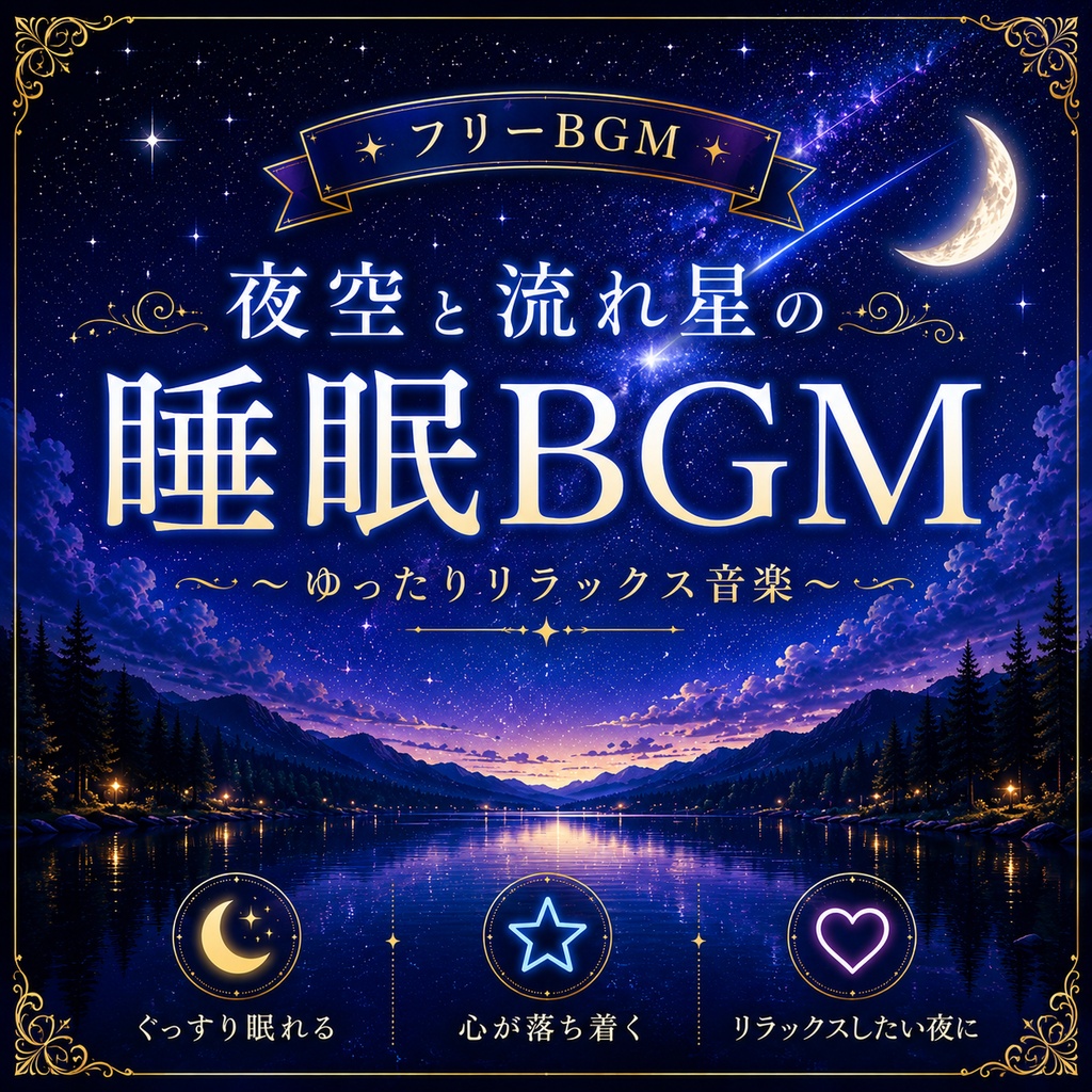 夜空と流れ星の睡眠BGM｜配信・動画・待機画面向けBGM