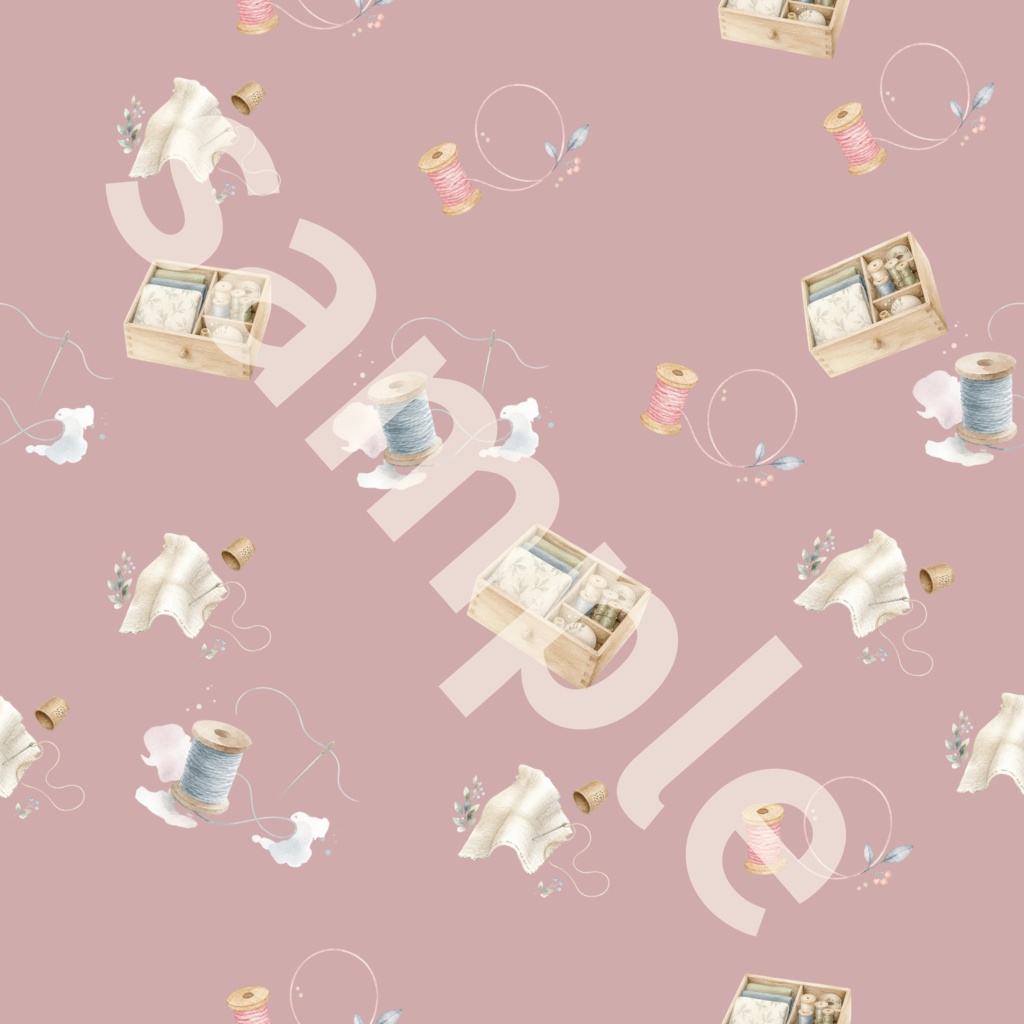 【シームレスパターン】お買得3色セット|裁縫モチーフ背景素材(ピンク・ブラウン・ブルー / 3000×3000px)