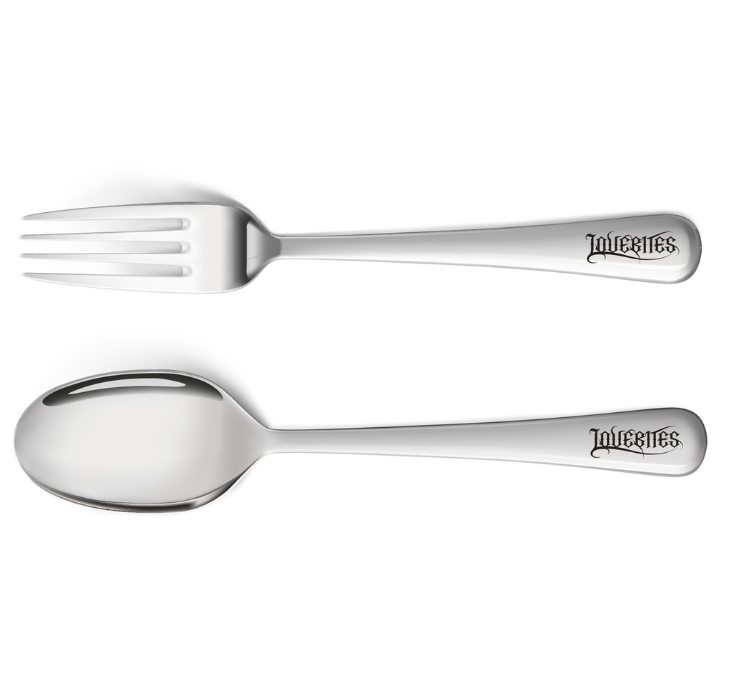 FORK & SPOON (with LASER ENGRAVED LOGO) (LBZZ-0571)