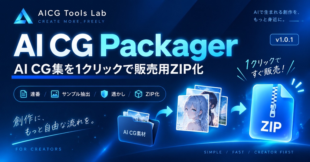 AI CG Packager｜CG集を1クリックで販売用ZIP化