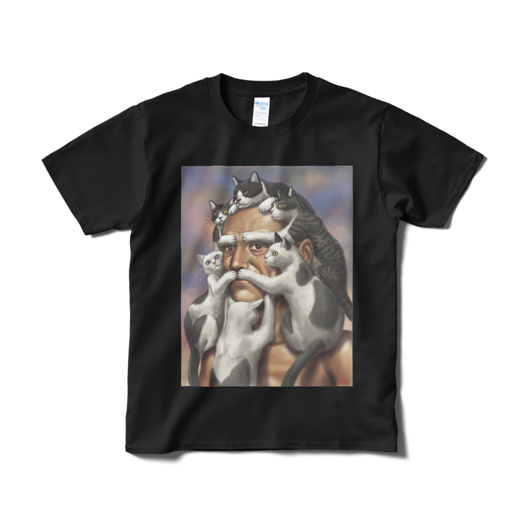猫じじいTシャツ(黒)
