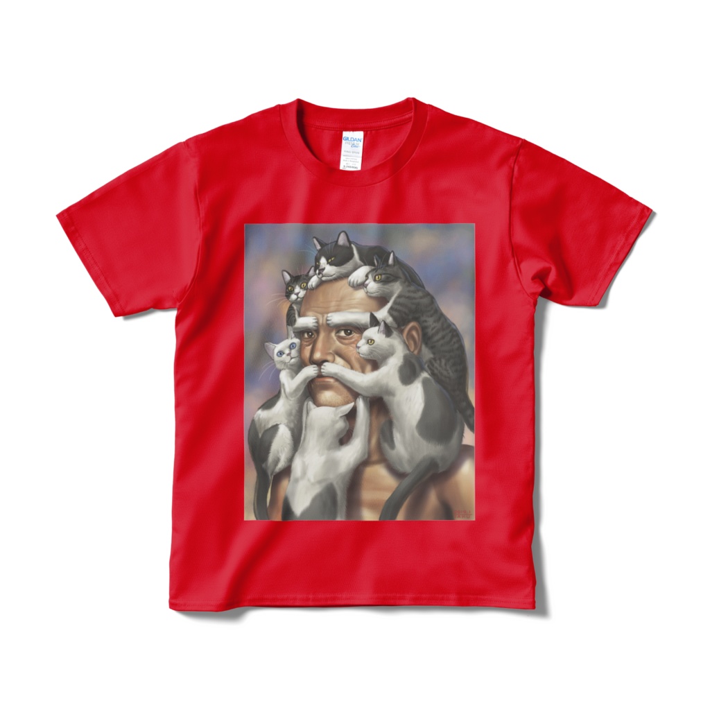 猫じじいTシャツ(赤)