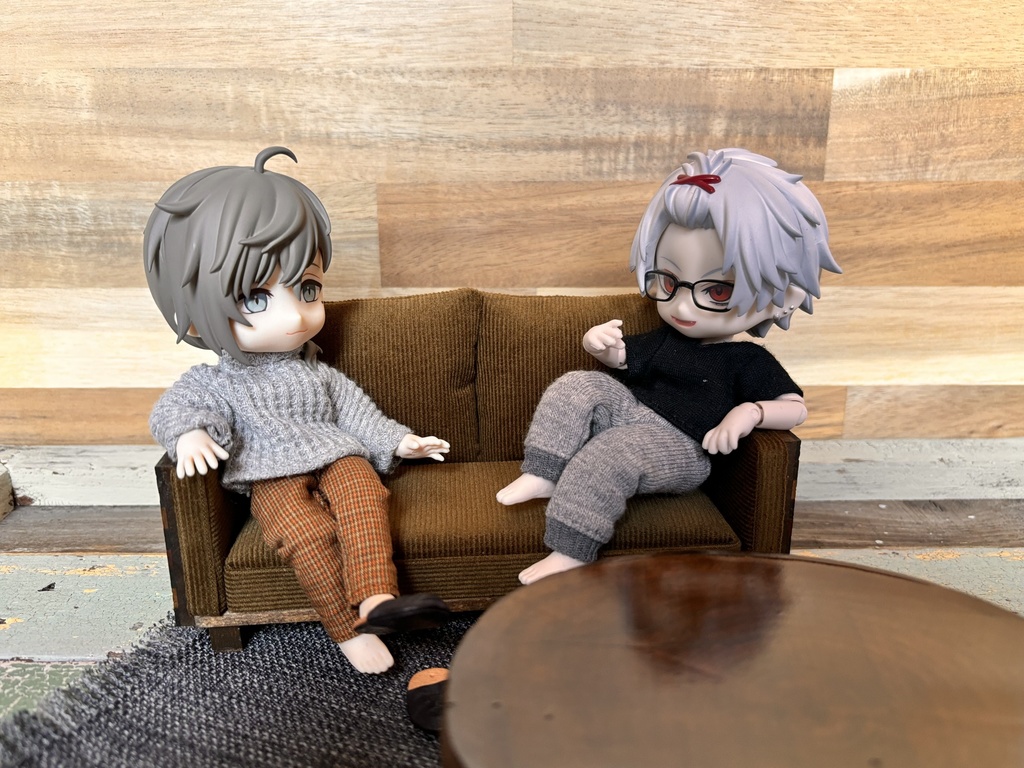 コーデュロイソファ［カーキグリーン］＊＊1/12サイズ(オビツ11、ねんどろいどどーるサイズ)