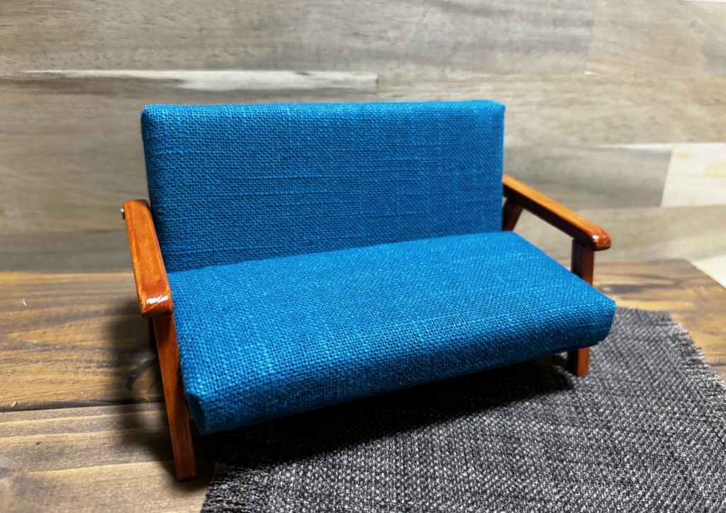 麻のふたりがけソファ**1/12サイズ(オビツ11、ねんどろいどどーるサイズ)