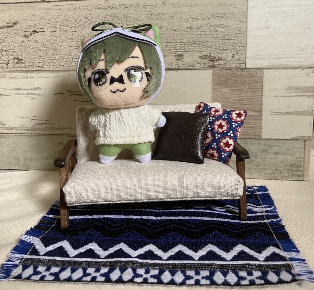 麻のふたりがけソファ**1/12サイズ(オビツ11、ねんどろいどどーるサイズ)