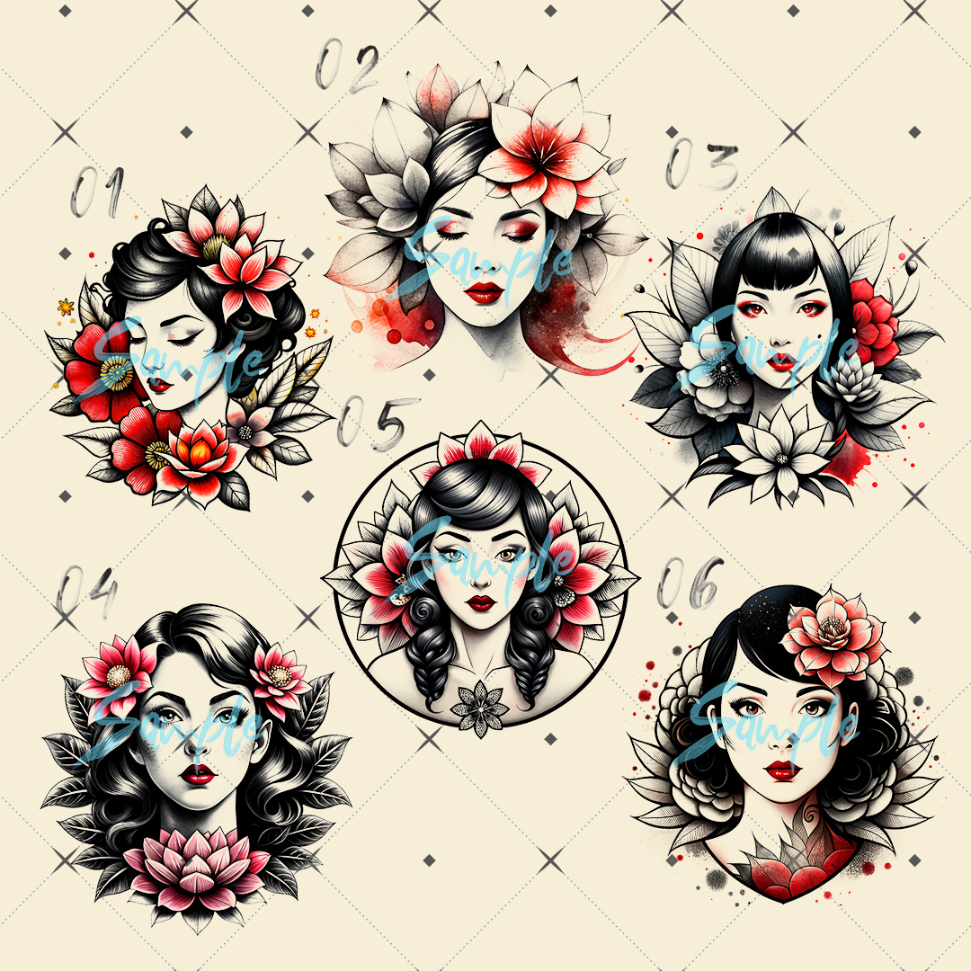 【入れ墨 Pack】Red Girls Tattoo