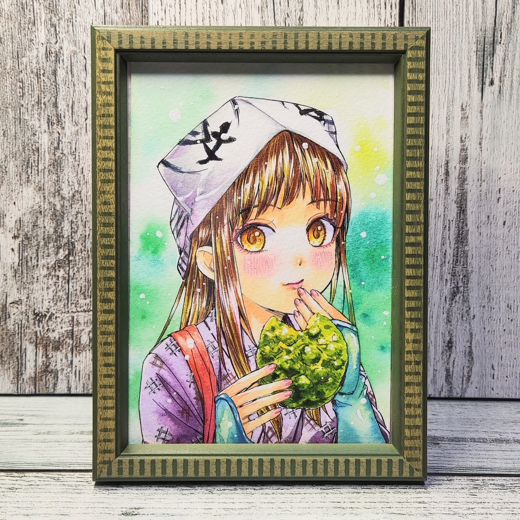 【直筆原画】茶摘み 黒子さん（はがきサイズ）