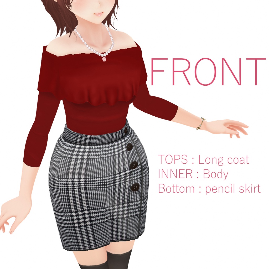 【VRoid texture】- Off shoulder dress set -オフショルダードレスセット