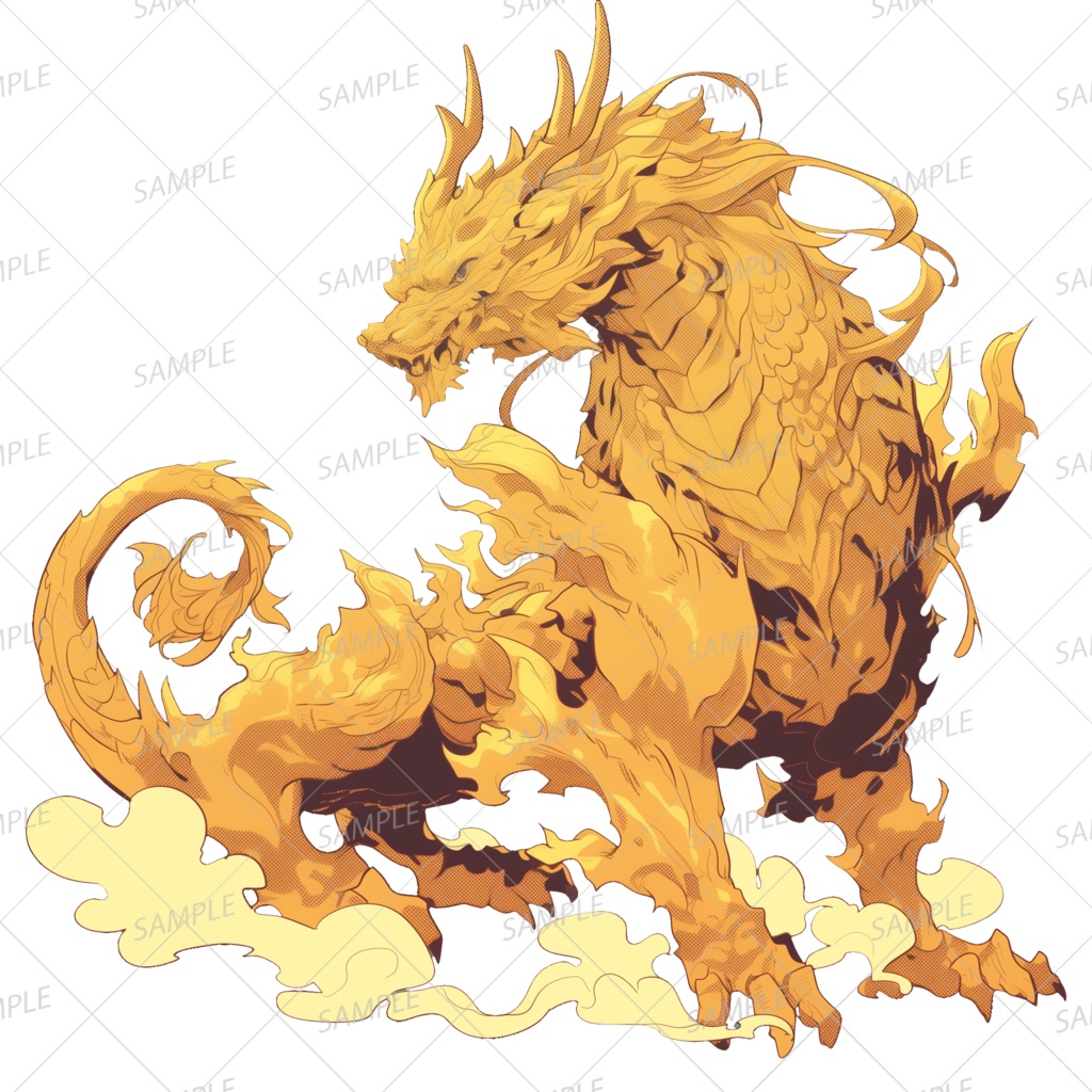 【神話生物】天を焦がす黄金龍_透過