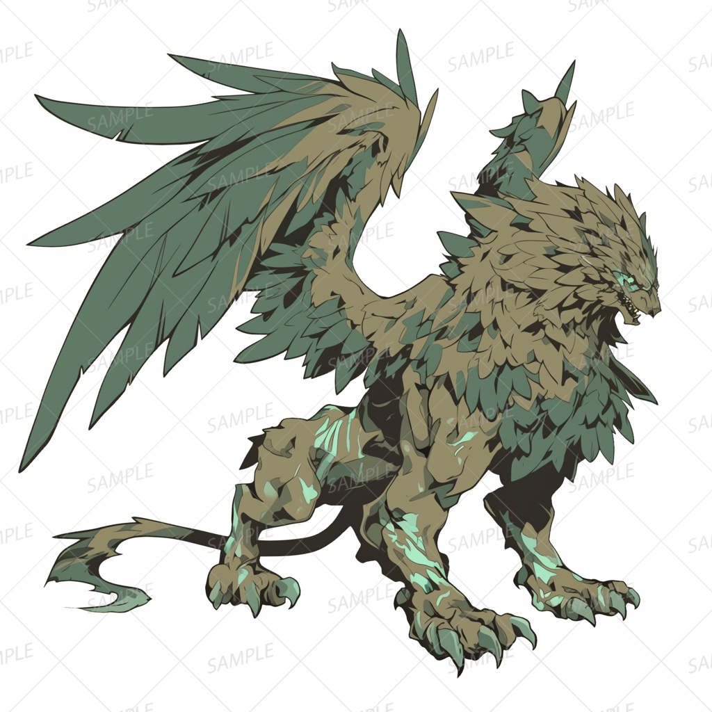 【神話生物】風切る戦翼の獅子_透過